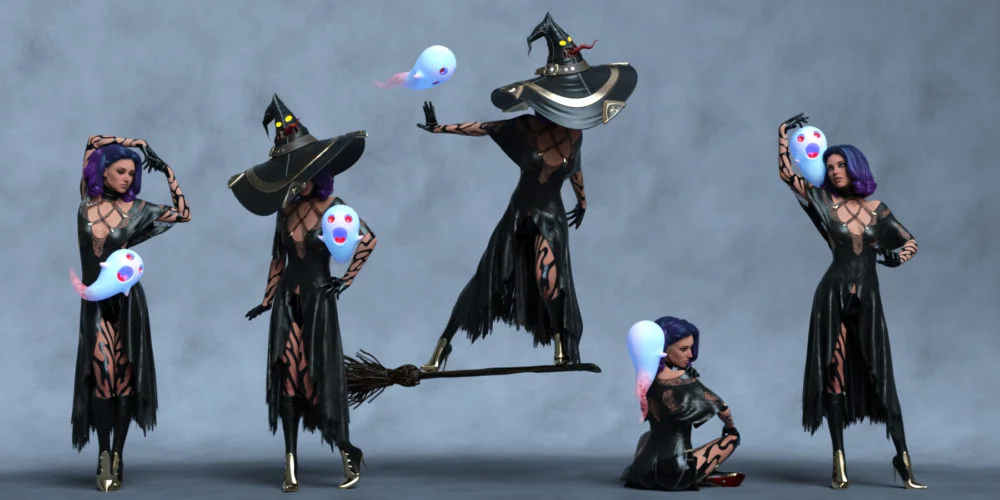 Boo Duo Poses for Genesis 8.1 Female and Boo