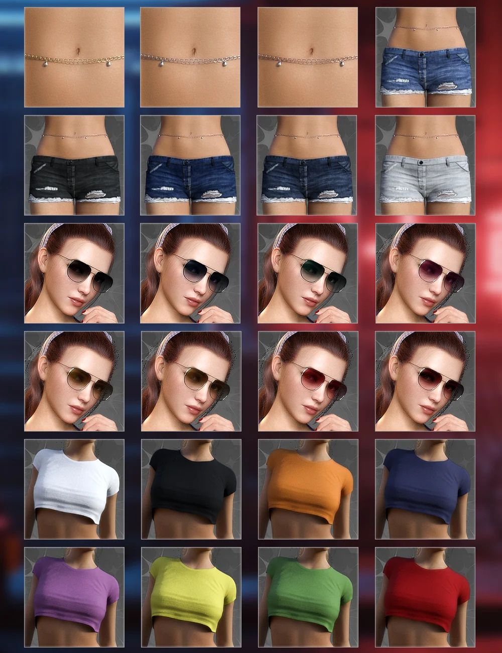 Charming Casual Denim Outfit Set for Genesis 8 and 8.1 Females