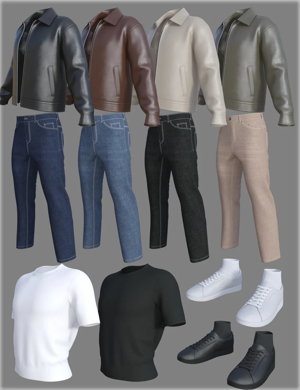 dForce HnC Leather Jacket Outfit for Genesis 8 Males