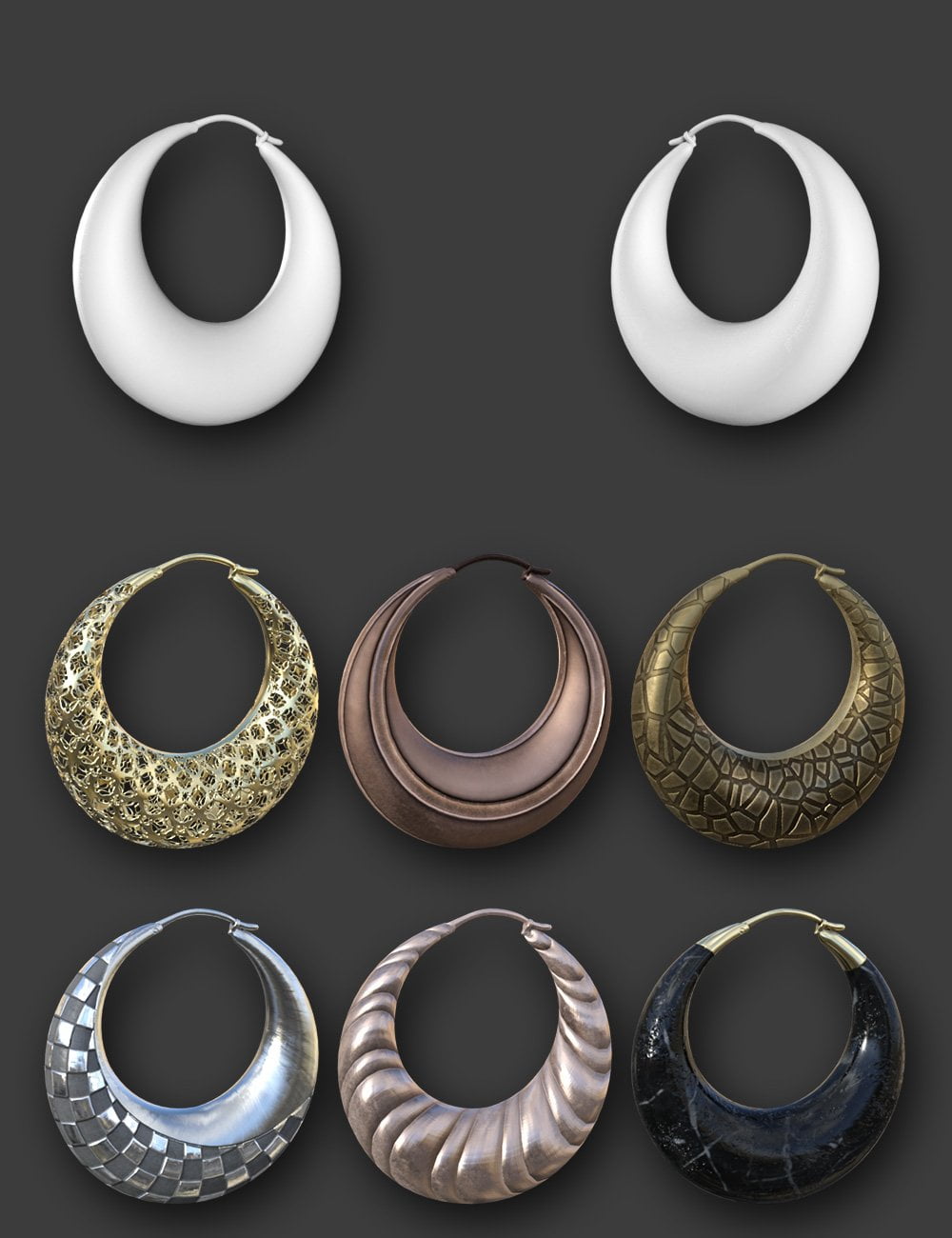 Hoop Earrings Classic Style for Genesis 8 and 8.1 Females