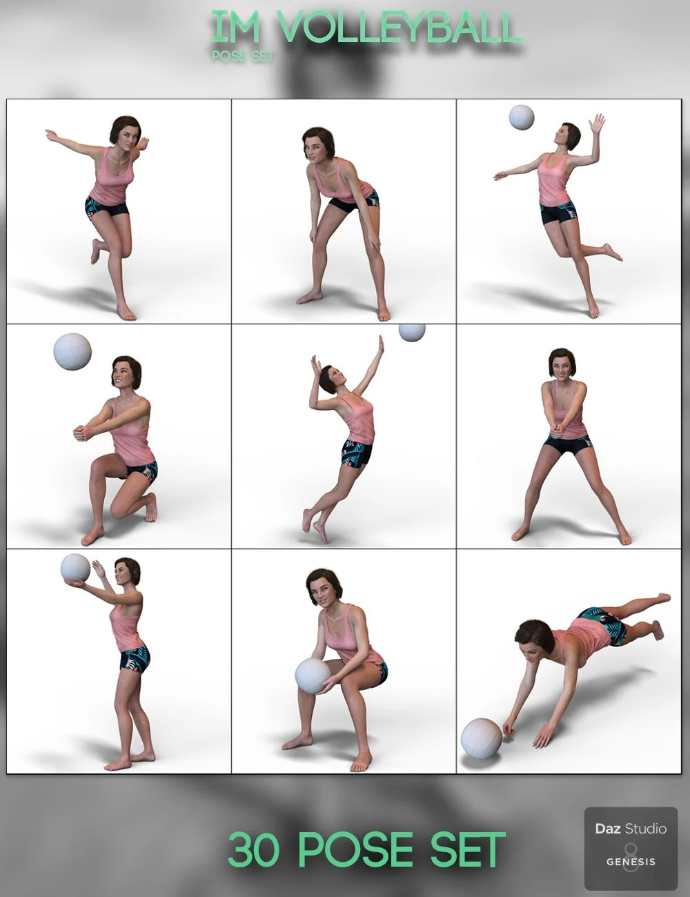 IM Volleyball Poses for Genesis 8 Female