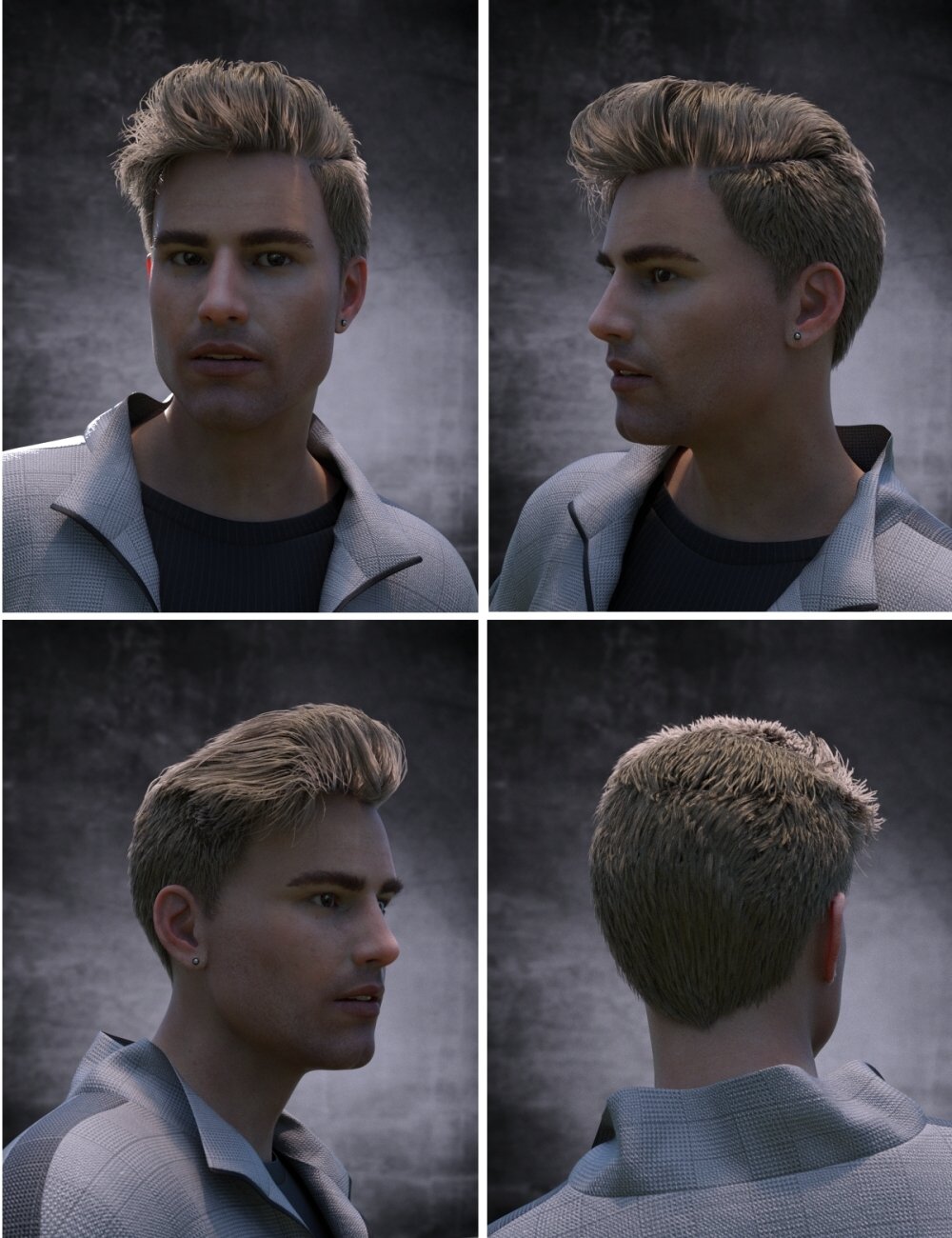 Remy Front Flipped Hair for Genesis 8 and 8.1 Males