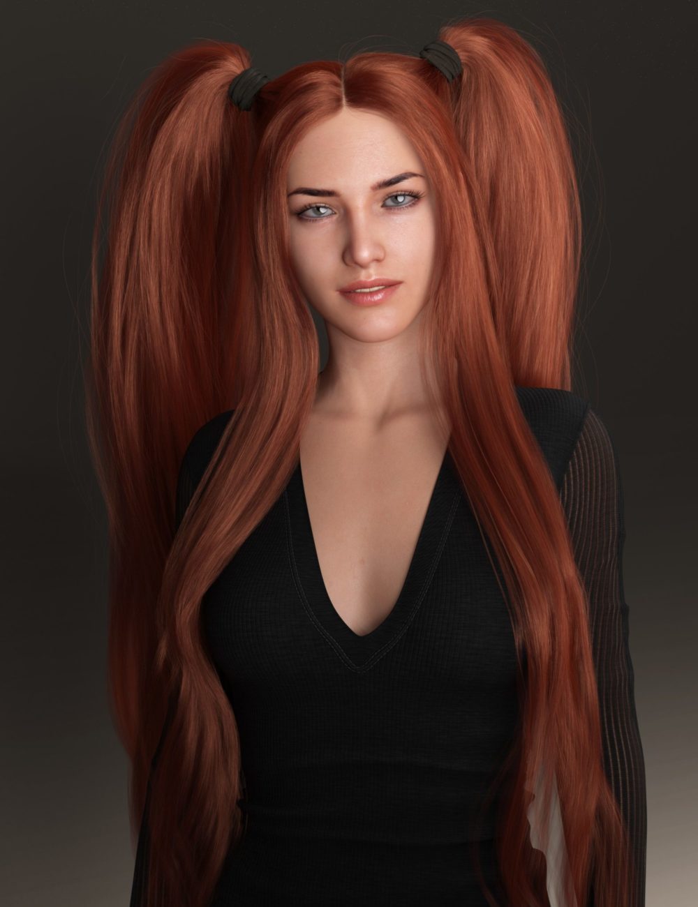 Turbulent Pigtails Hair for Genesis 8 and 8.1 Females