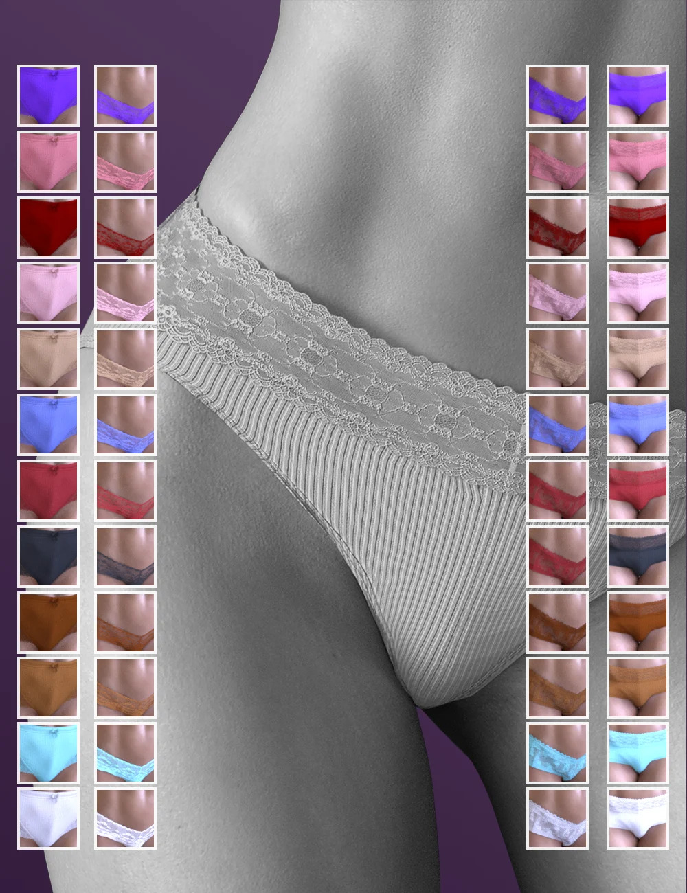 X-Fashion Vanity Panties Set for Genesis 8 and 8.1 Females