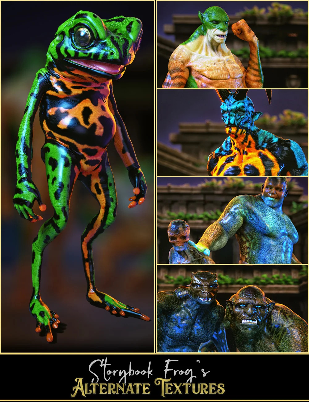 Alternate Textures for Storybook Frog and Genesis 8.1 Male