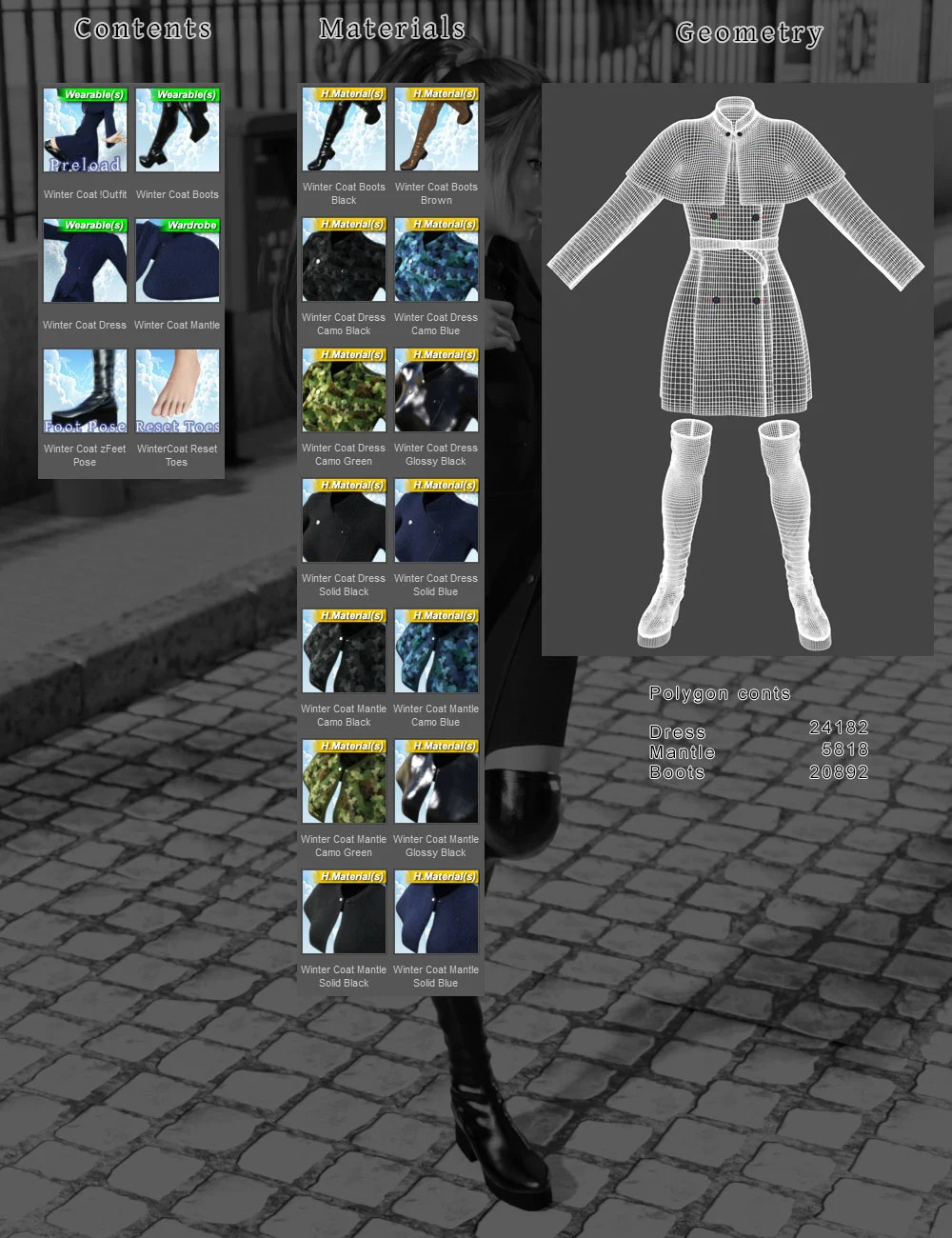 dForce Winter Coat Dress Outfit for Genesis 8 Females