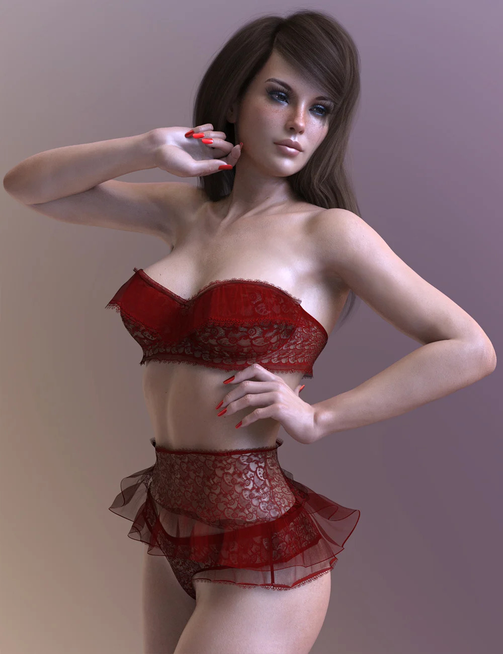 dForce X-Fashion Passionate Lace Lingerie Outfit for Genesis 8 and 8.1 Females Bundle