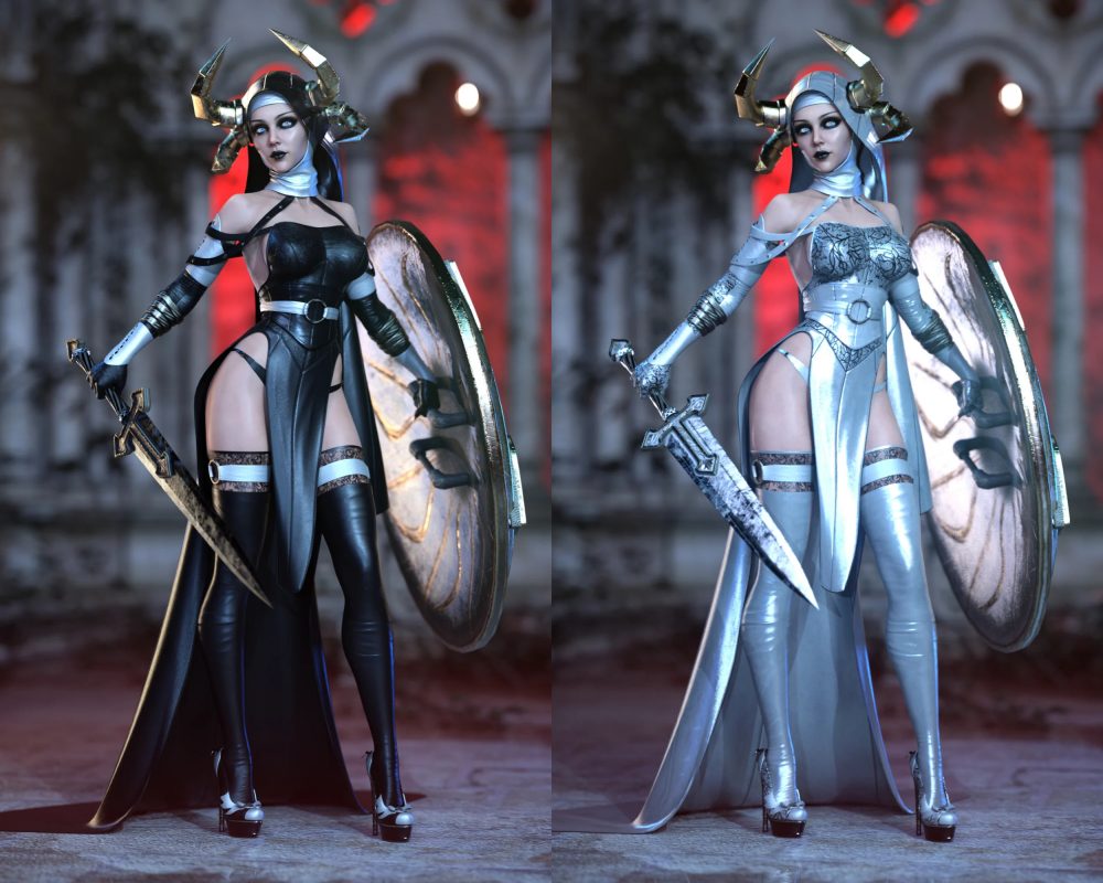 dForce Dark Nun Outfit for Genesis 8 and 8.1 Females