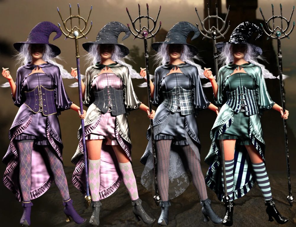 dForce CB Luna Spell Outfit for Genesis 8 and 8.1 Females Bundle