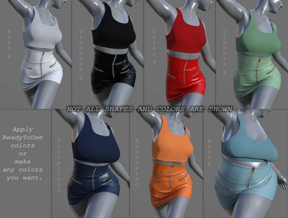 dForce COG Crop Top With Leather Skirt for Genesis 8 and 8.1 Females