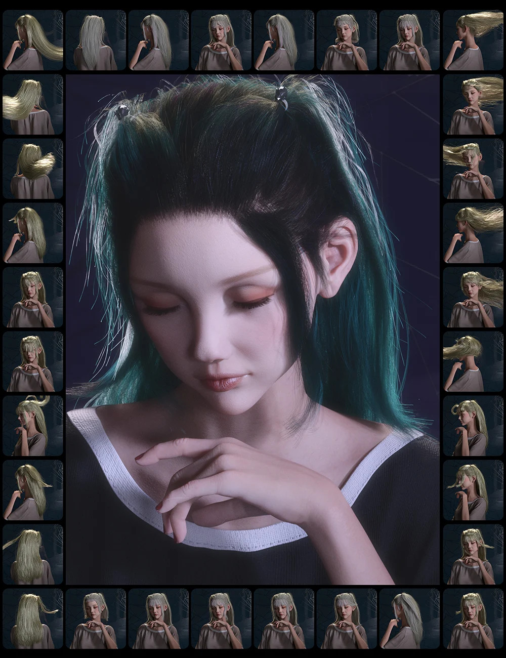 dForce Kids Cute Hair for Genesis 8 and Genesis 8.1 Females