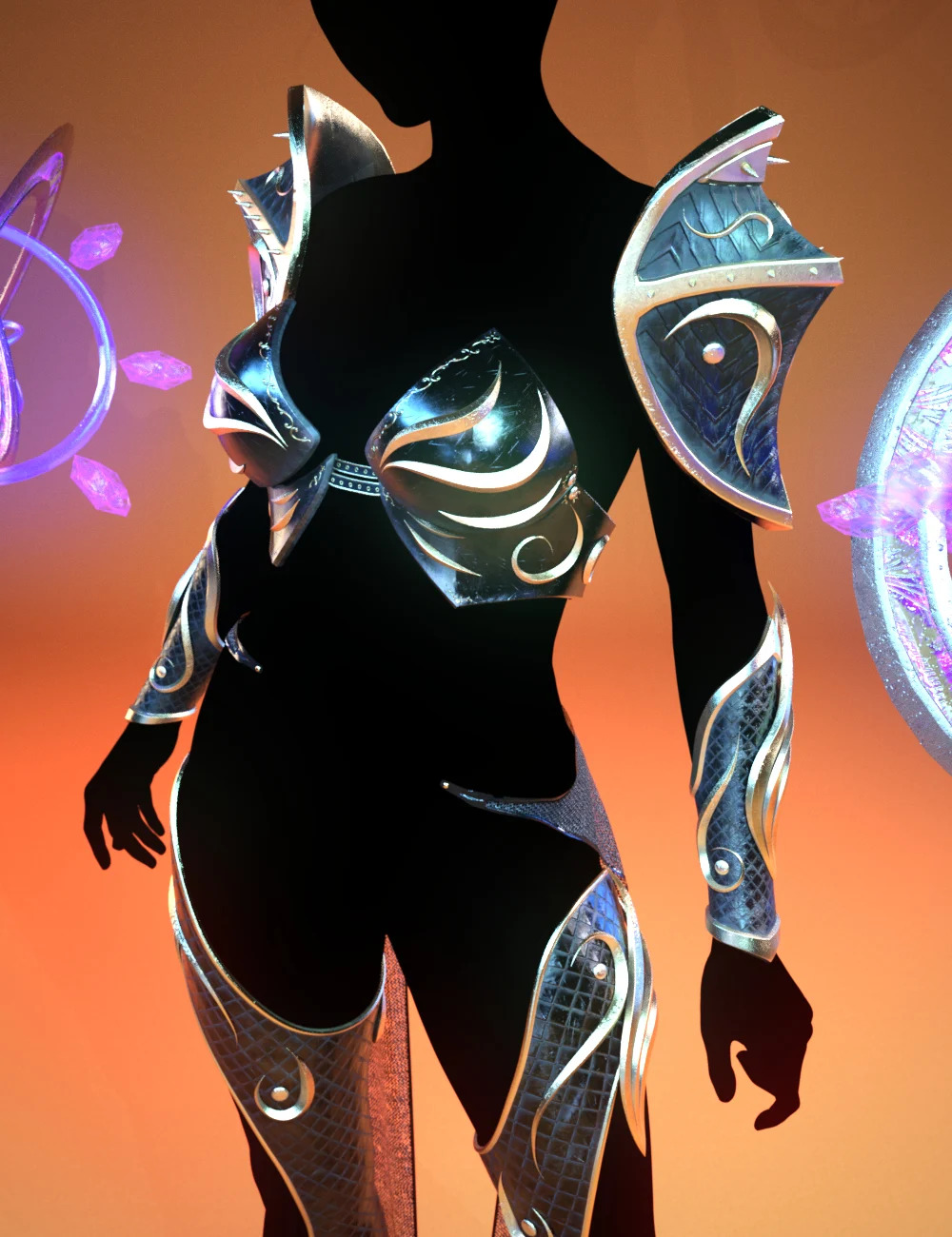 dForce Luna Armor and Accessories for Genesis 8 and 8.1 Females