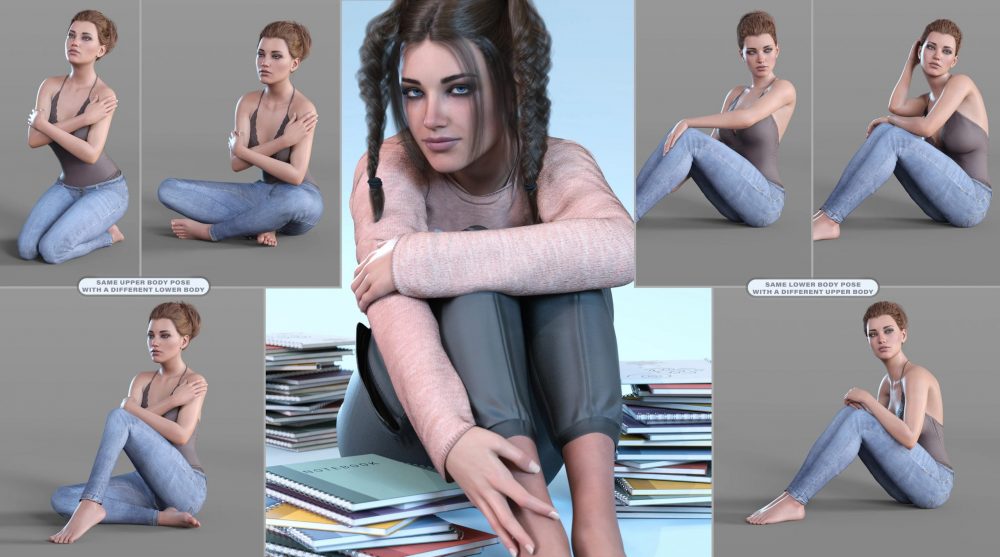 Z Ultimate Sitting on the Floor Pose Collection for Genesis 8 and 8.1 Female