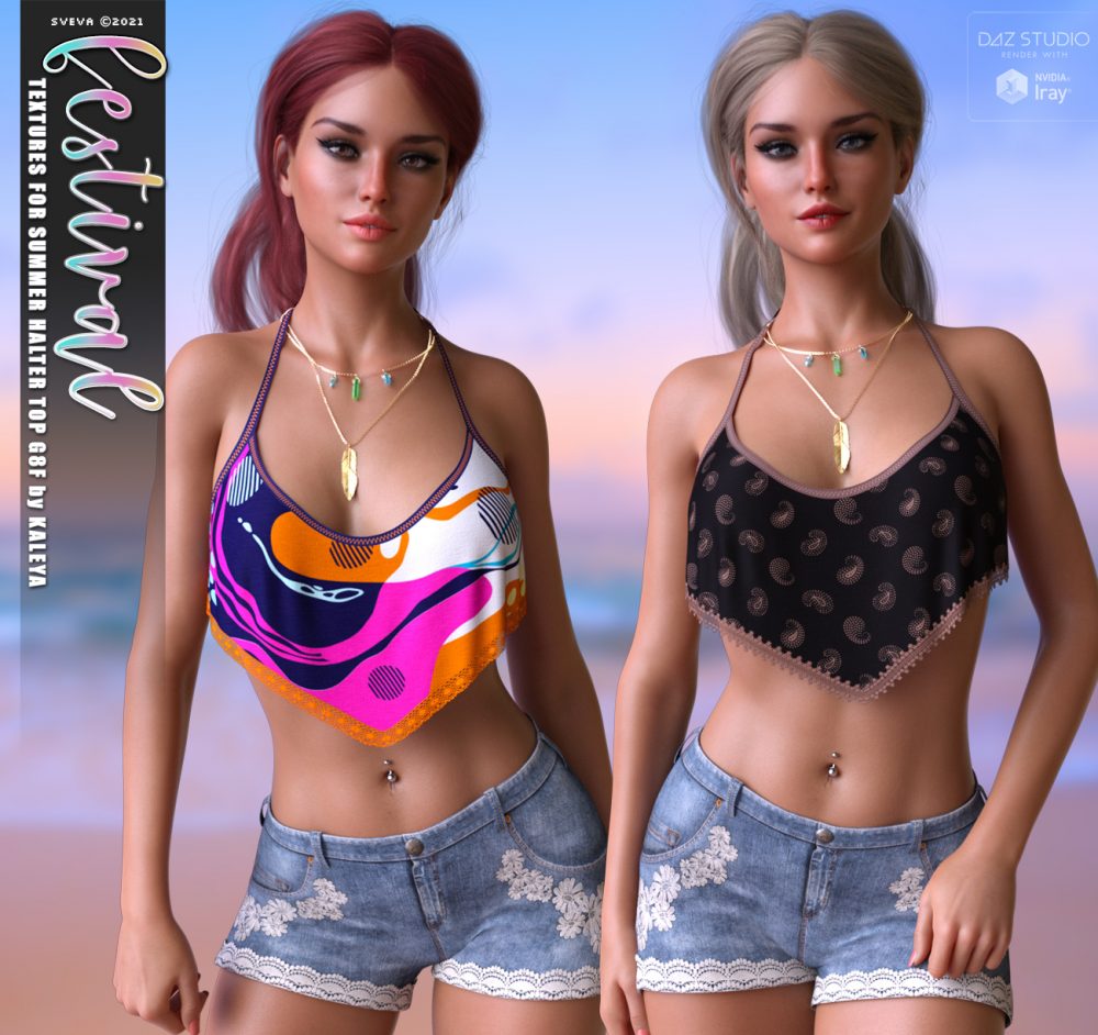 Festival Textures for Summer Halter Top G8F