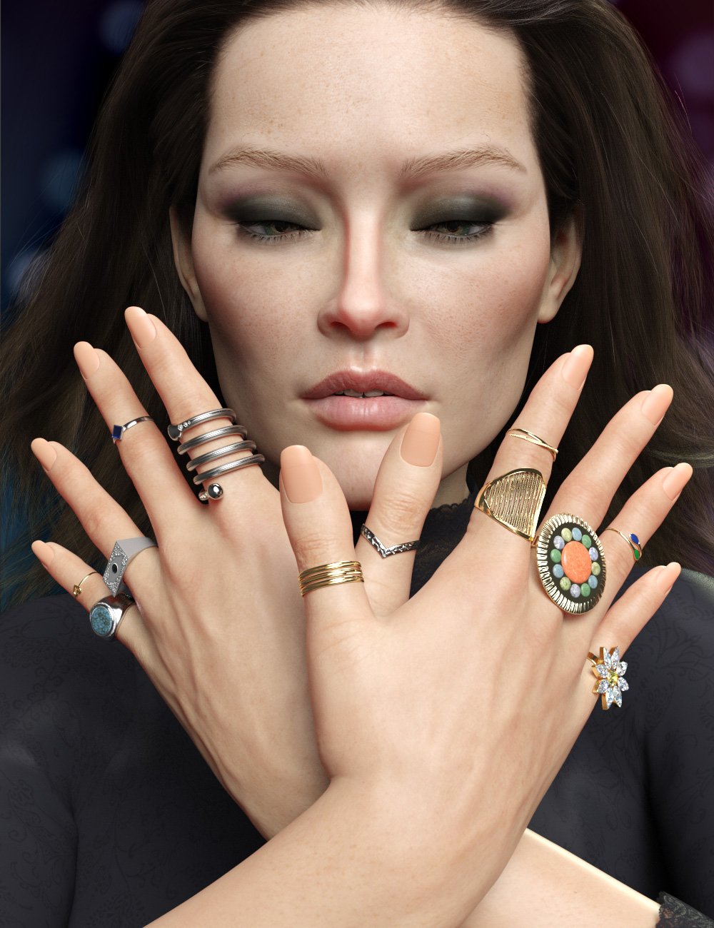 Statement Rings Collection For Genesis 8 And 8 1 Female ⋆ Freebies Daz 3d