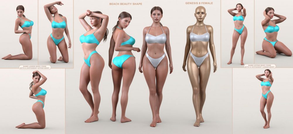 Z Beach Beauty Shape and Pose Mega Set for Genesis 8 and 8.1 Female