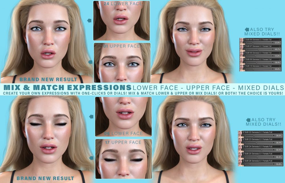 Z Subtle Beauty Mix and Match Expressions for Genesis 8.1 Female