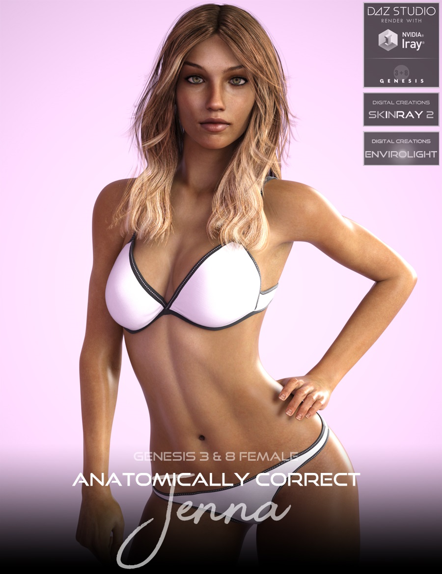 Anatomically Correct: Jenna for Genesis 3 and Genesis 8 Female