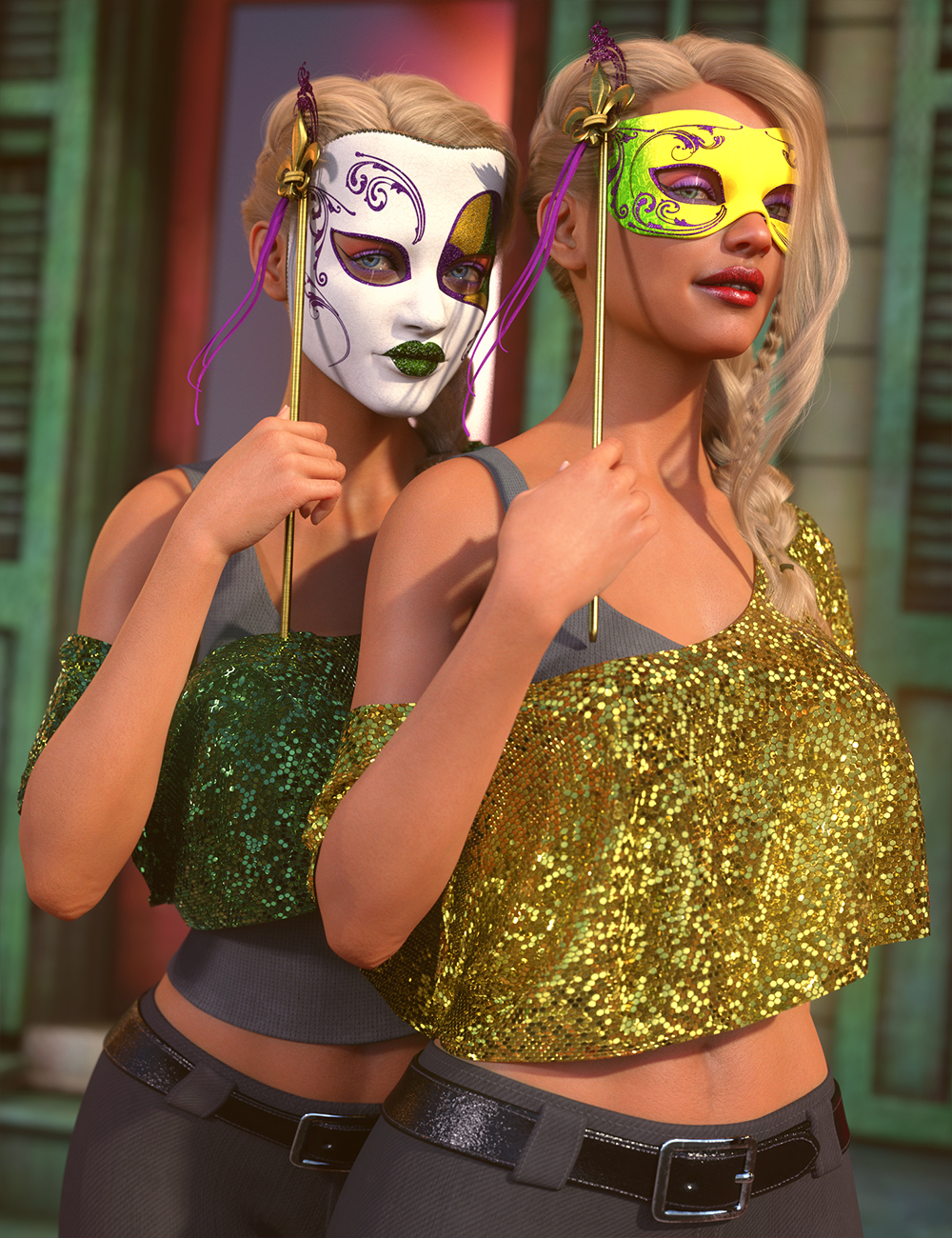 Fun Mardi Gras Mix and Match Accessories for Genesis 8 and 8.1 Bundle