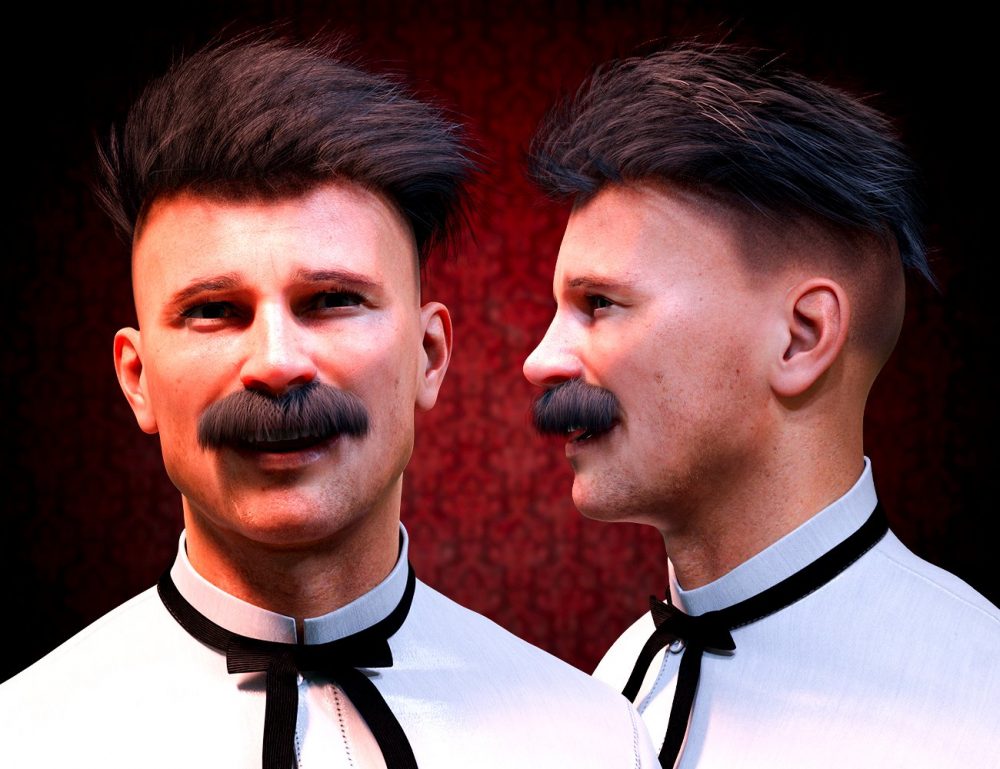 M3D Chuck Hair and Mustache for Genesis 8 and 8.1 Males