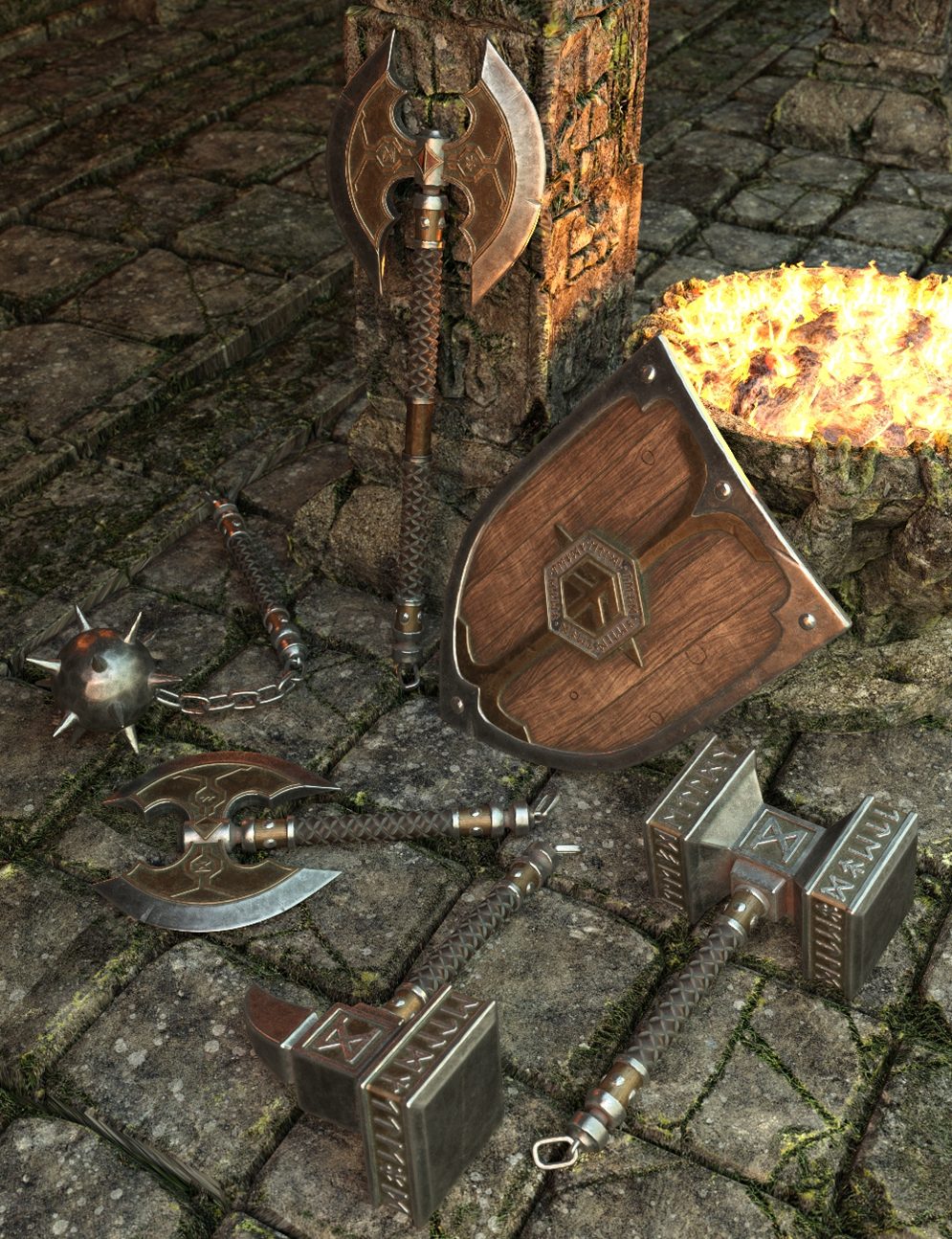 Paladin and Paragon HD Weapons for Genesis 8 and 8.1 Male