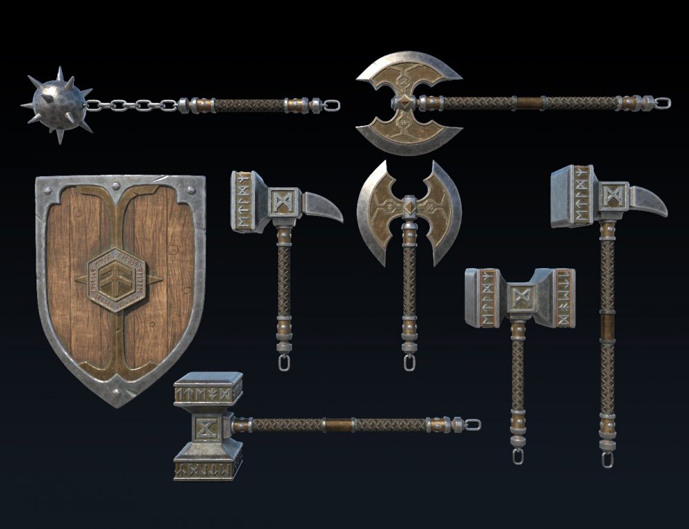 Paladin and Paragon HD Weapons for Genesis 8 and 8.1 Male