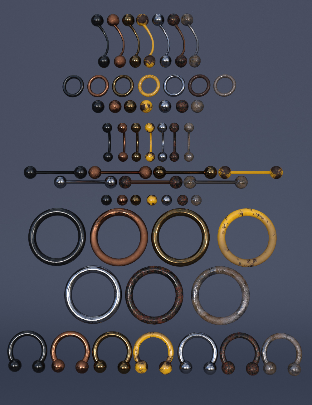 Taurus Piercings Set for Genesis 8 and 8.1 Males