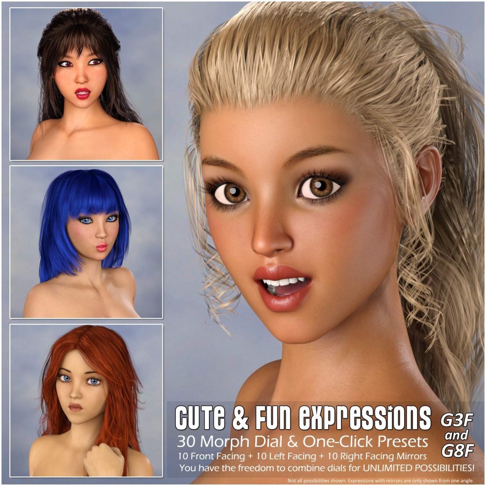 Cute And Fun Expressions For G3f And G8f ⋆ Freebies Daz 3d