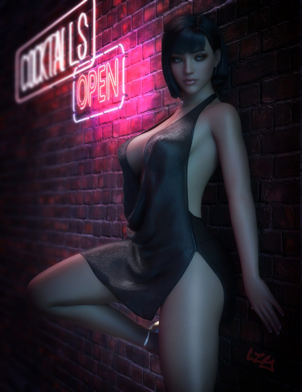 dForce Deep Cowl Dress For Genesis 8 Females