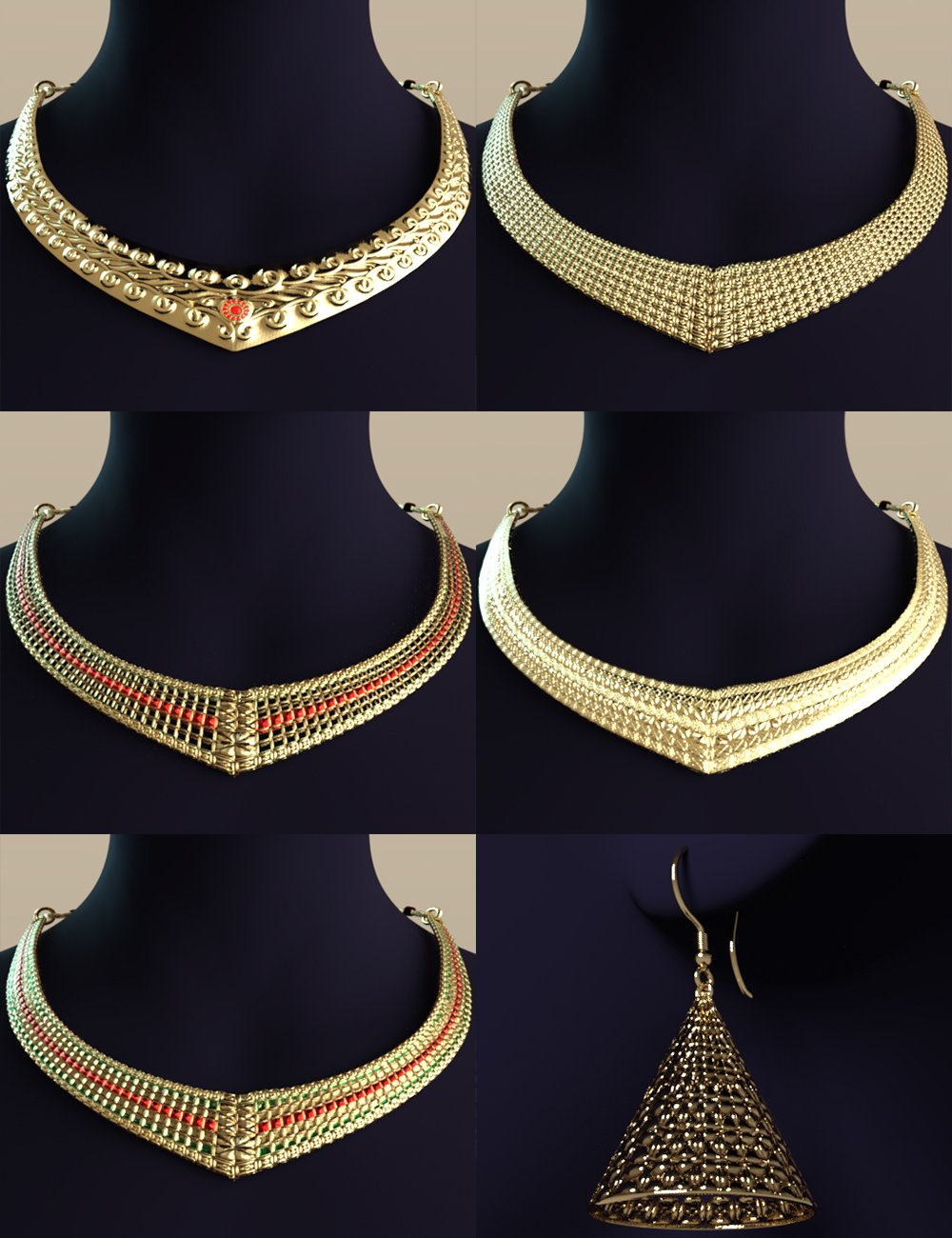 Indian Necklace and Earrings for Genesis 8 and 8.1 Females