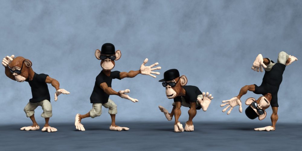 Monkey Business Poses for Alfred the Toon Monkey