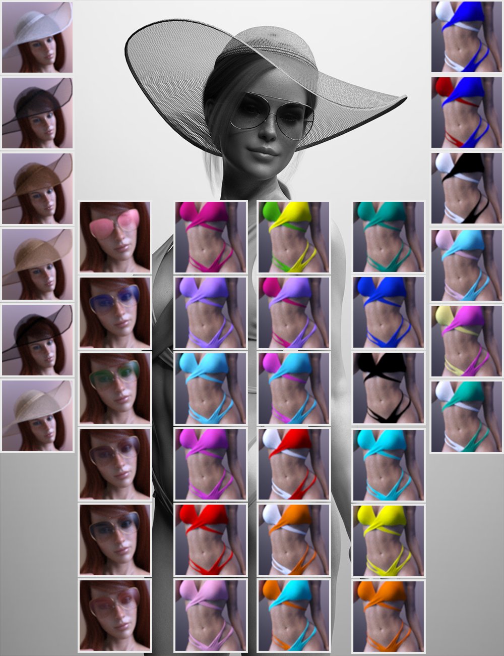 X Fashion Color Cross Swimsuit Outfit for Genesis 8 and 8.1 Females