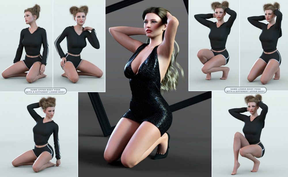 Z Ultimate Kneeling and Crouching Pose Collection for Genesis 8 and 8.1 Female