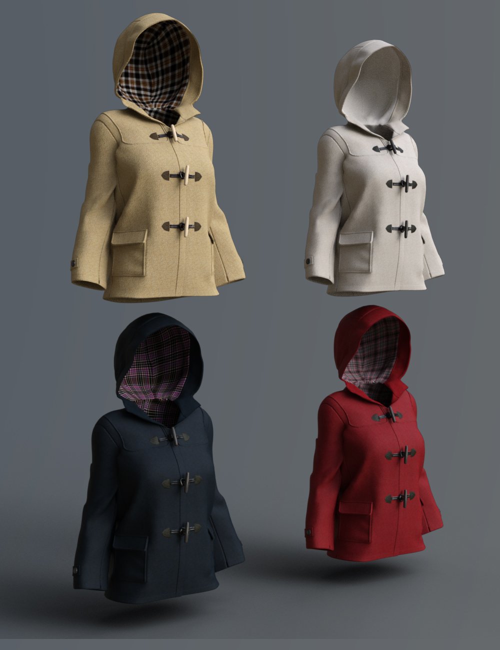 dForce KM Duffle Coat for Genesis 8 Females