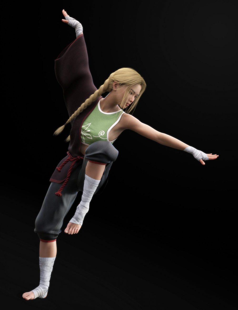 dForce KungFu Fury Outfit for Genesis 8 and 8.1 Females