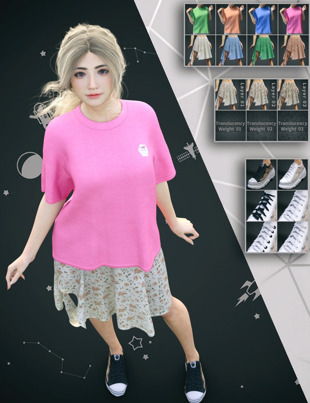 KuJ dForce Korean Casual Style Outfit for Genesis 8 and 8.1 Females