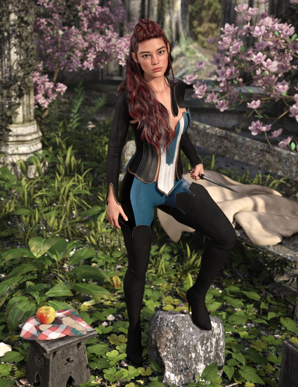 Silent Woods Fantasy Ranger Outfit for Genesis 8.1 Females