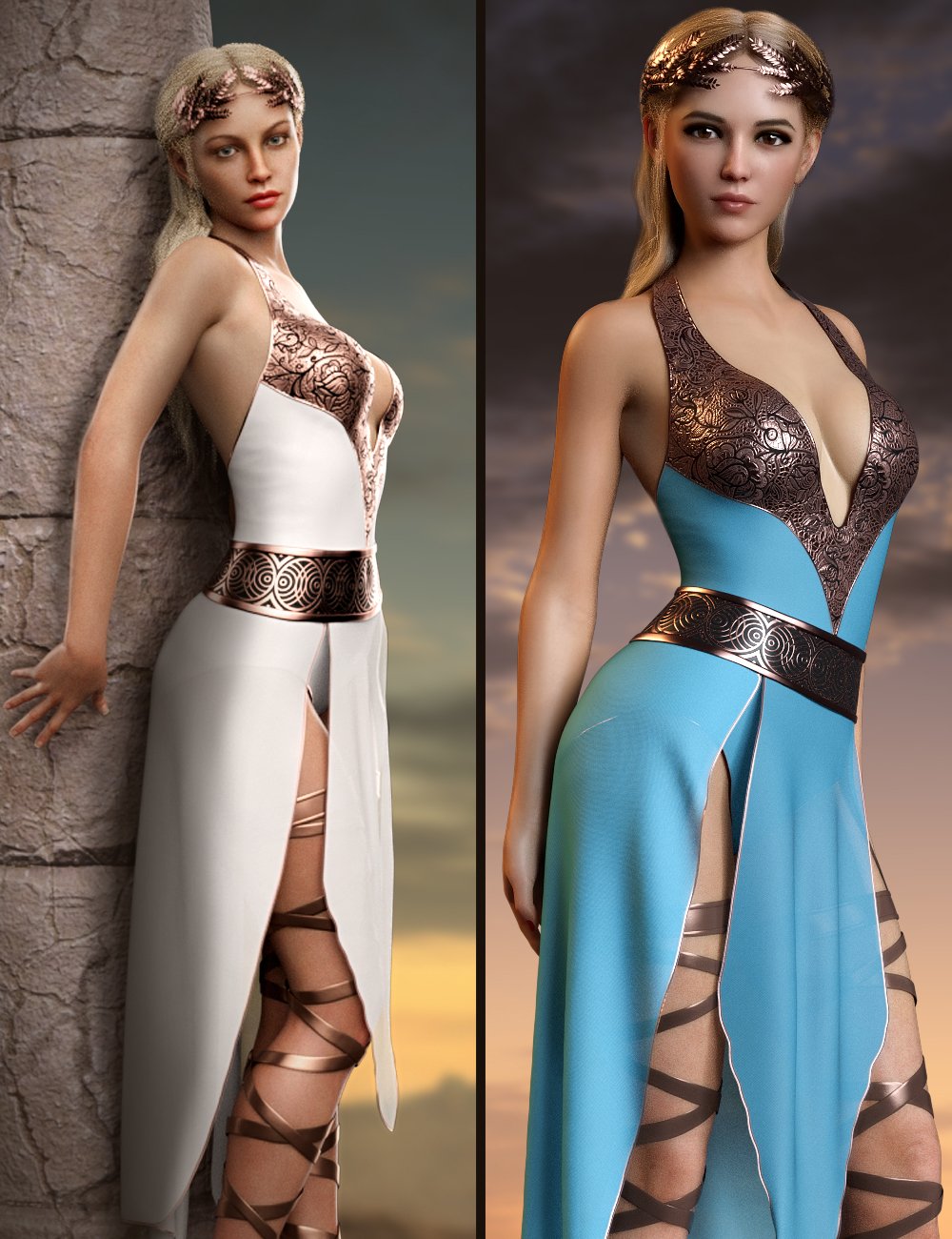 dForce Greek Princess Outfit Set for Genesis 8 and 8.1 Females