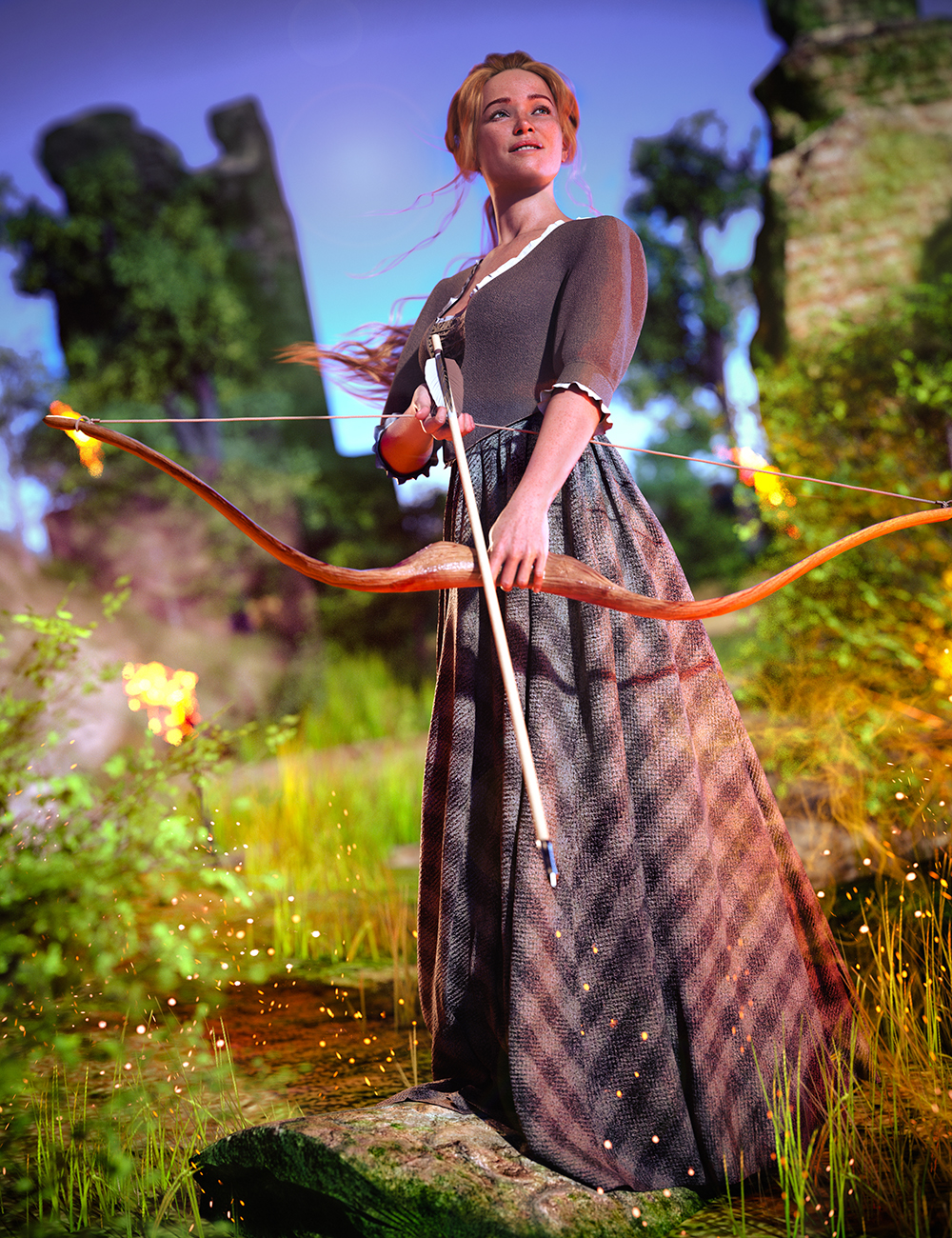 KuJ dForce Medieval Dress for Genesis 9 ⋆ Freebies Daz 3D