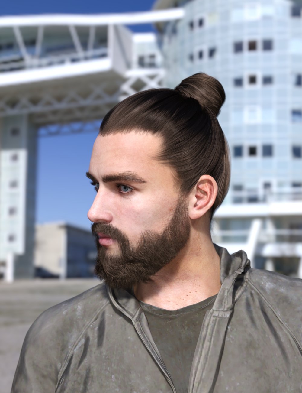 Tico Male Bun Hair for Genesis 8 Males