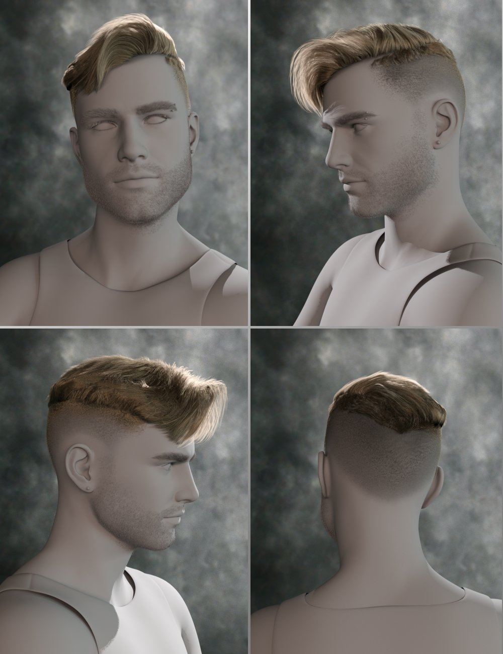 Cristo Short Flip Hair for Genesis 8 and 8.1 Males