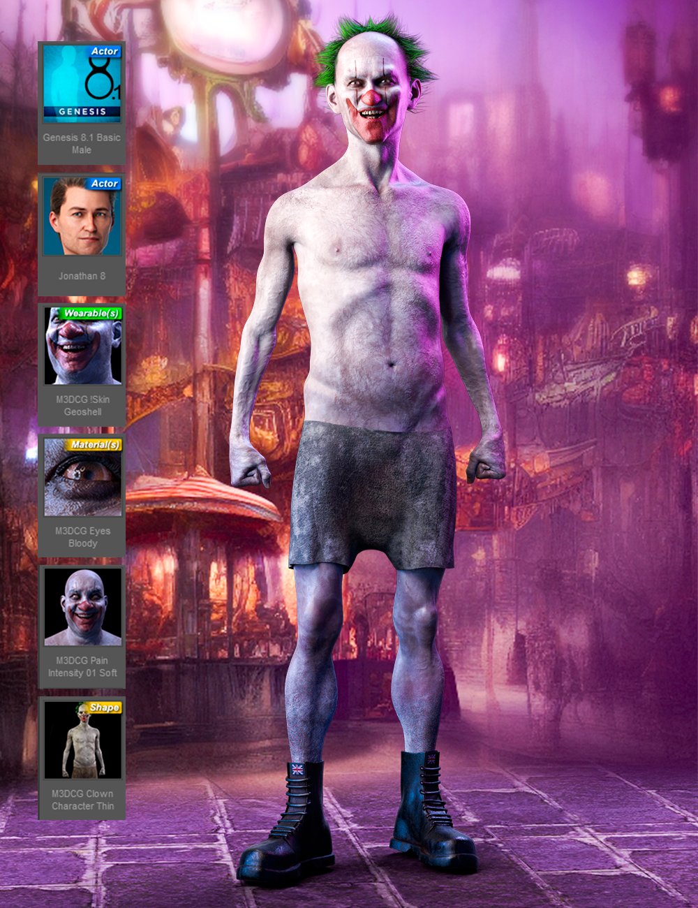 M3DCG Clown Generator for Genesis 8.1 Males