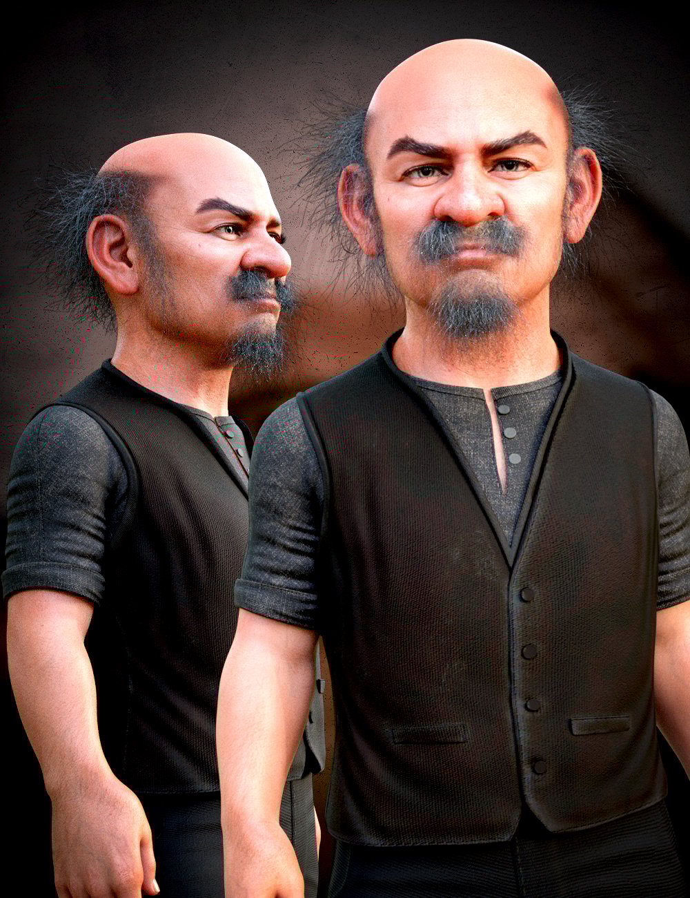 Scruffy Hair Set for Genesis 8 and 8.1 Males