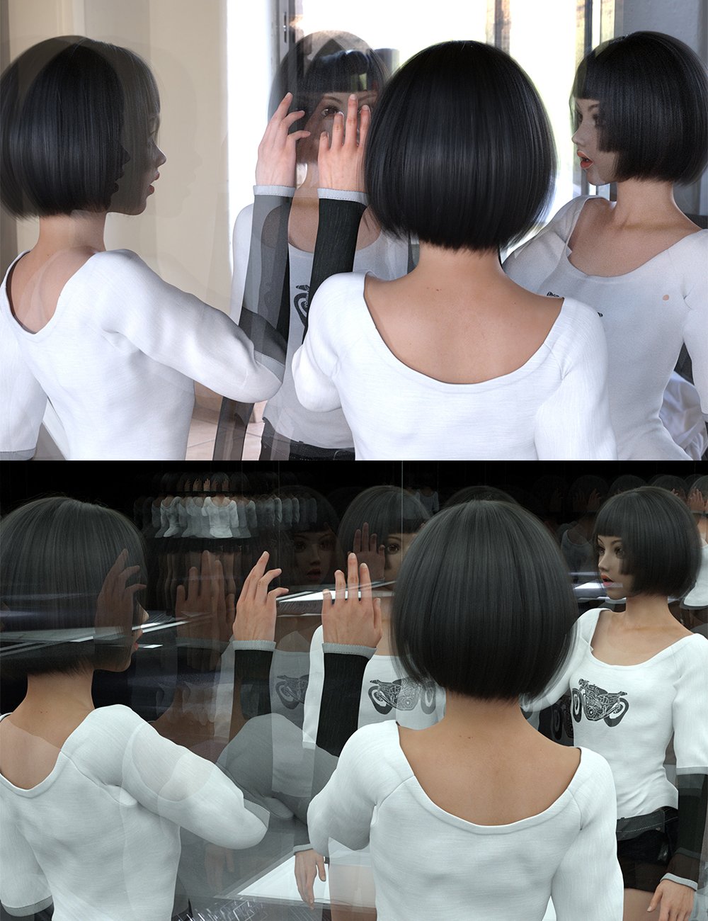 Minto Hime Bob Hair for Genesis 8 and 8.1 Females