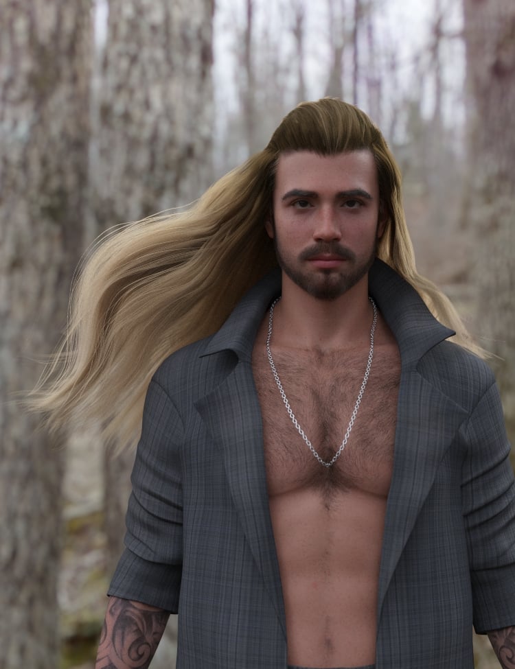 Antonio dForce Long Hair and Beard for Genesis 8 and 8.1 Male and Genesis 9
