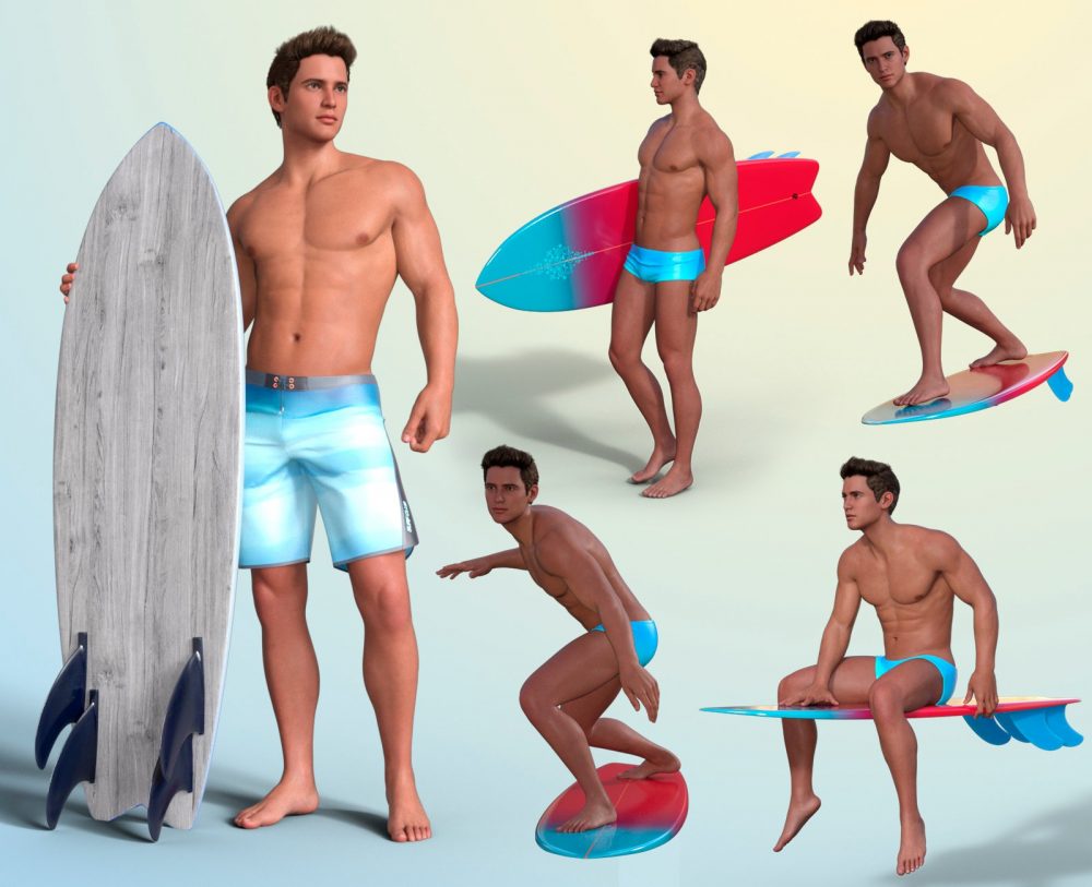 Chasing Summer Accessories and Poses for Genesis 8.1 Males