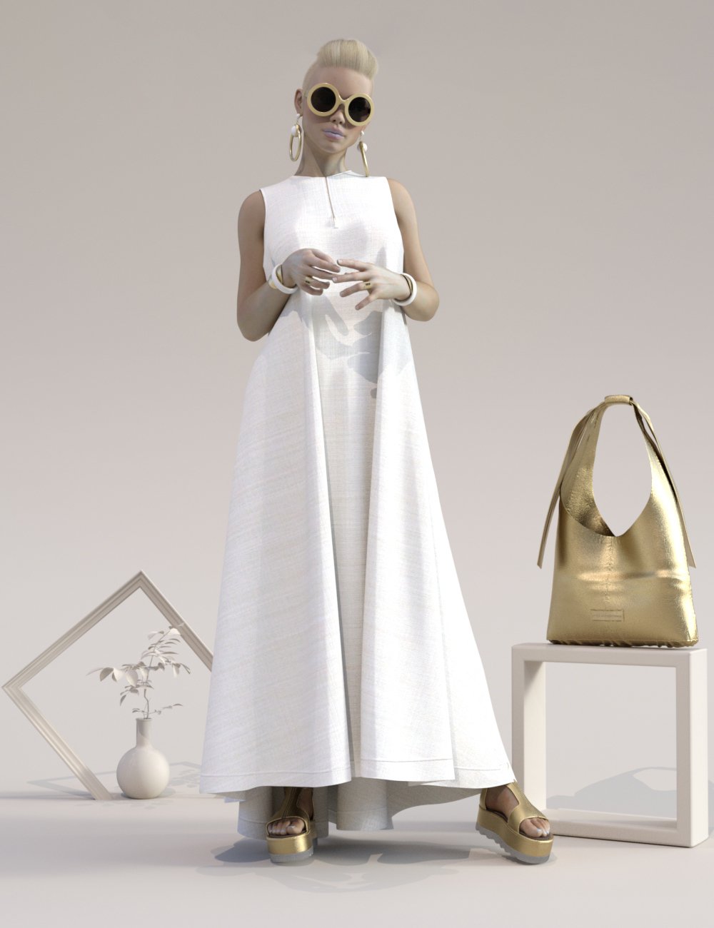 dForce Minimalist Maxi Dress Outfit for Genesis 8.1 Females Bundle