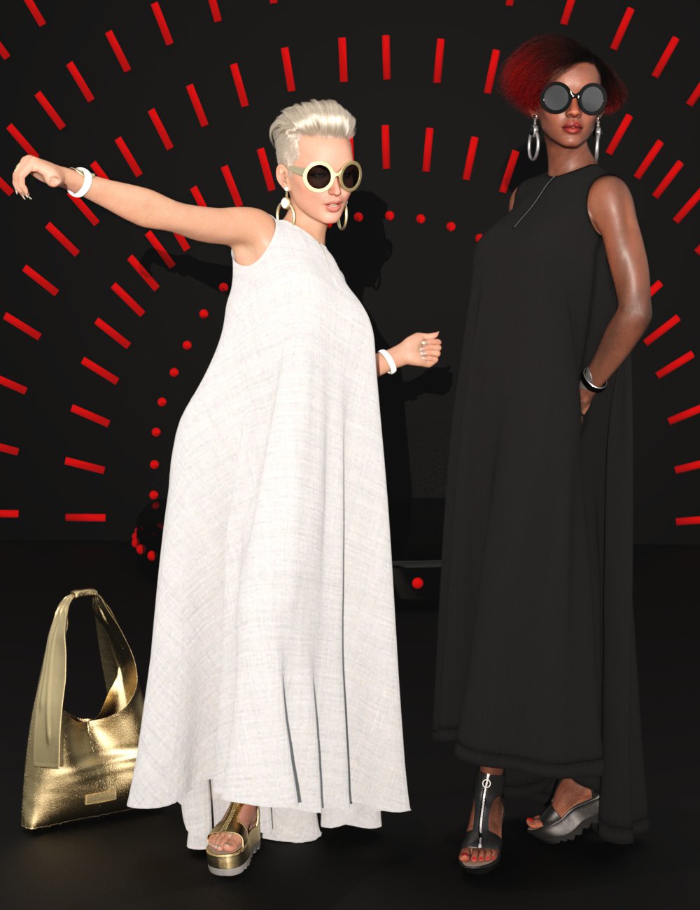 dForce Minimalist Maxi Dress Outfit for Genesis 8.1 Females Bundle