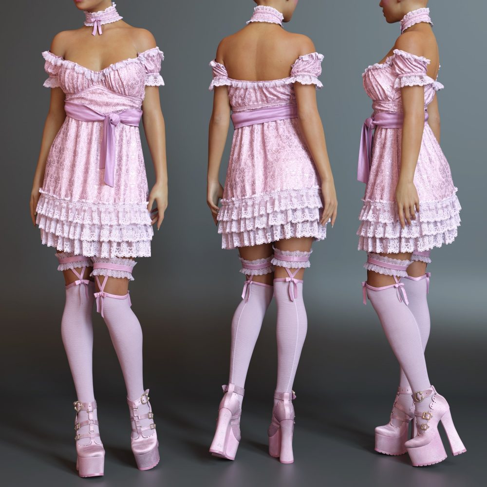 dForce Sweet Romance Outfit for Genesis 8 and 8.1 Females