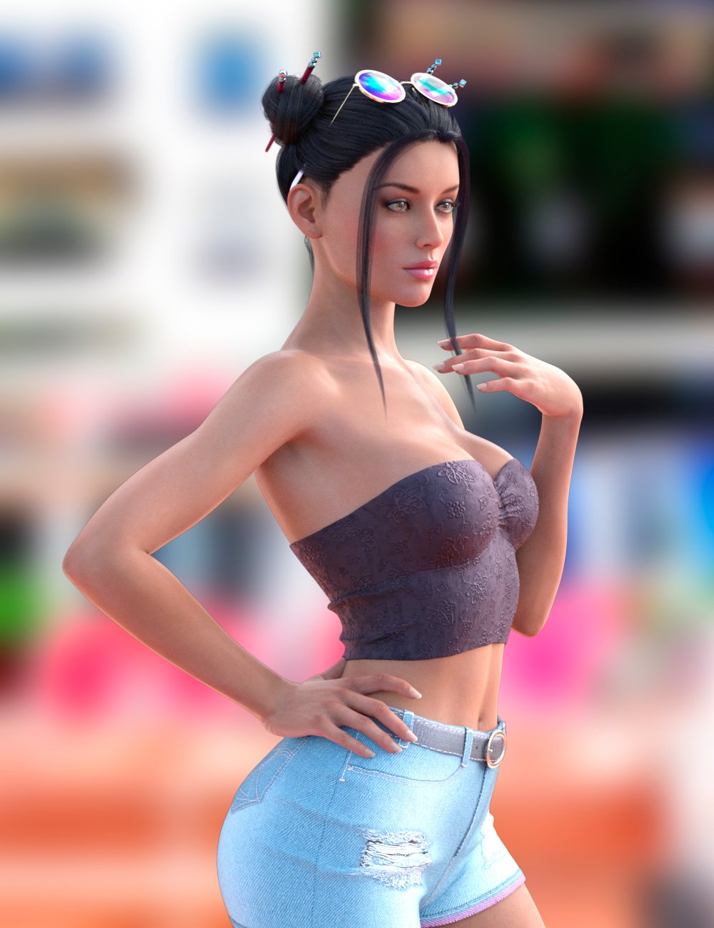 Double Buns Hairstyle for Genesis 8.1 Females